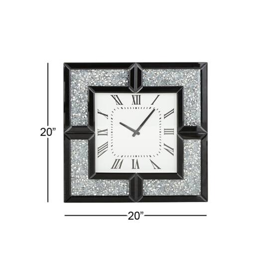 20" Black Wood Glam Wall Clock